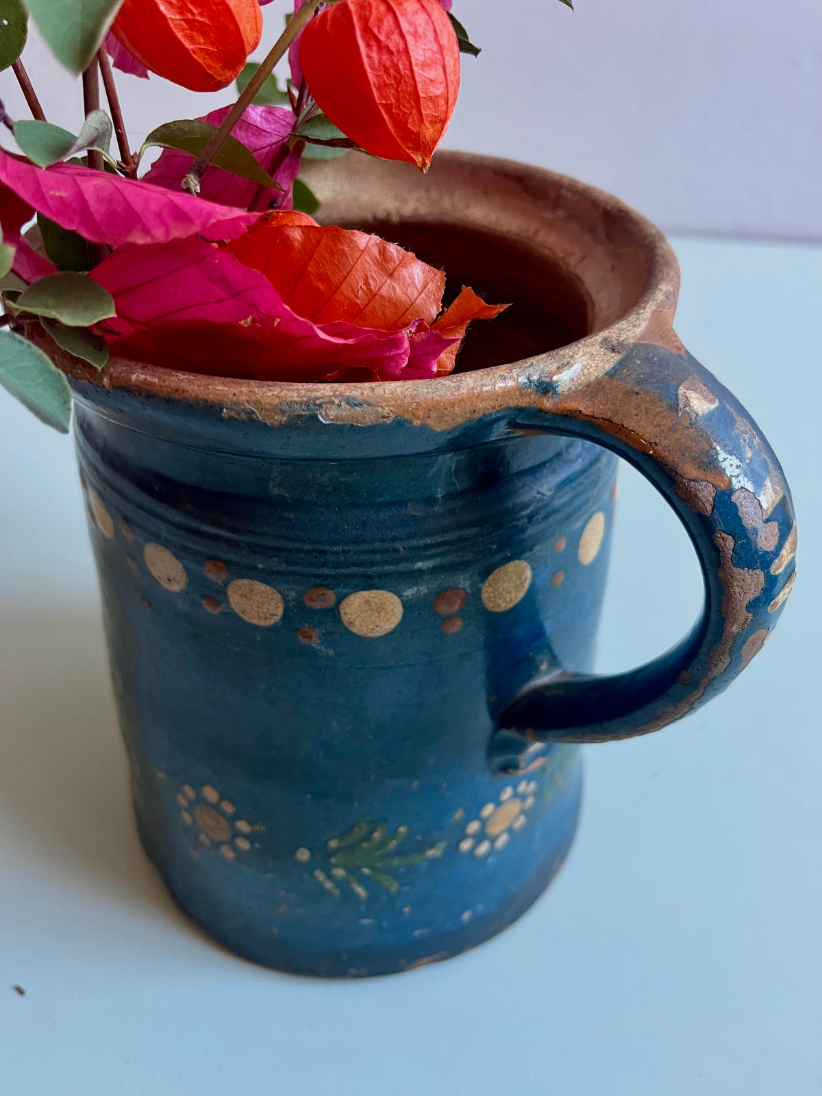 Pichet ancien émaillée bleue  Vaisselle Patine