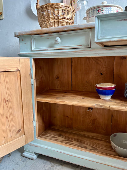 Buffet ancien patiné 2 portes bleu/vert