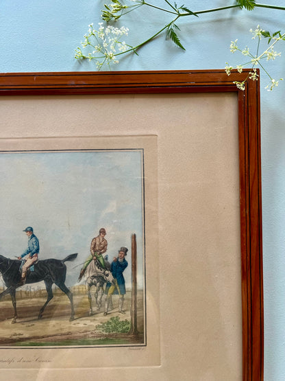 Lithographie en couleur Carle Vernet - Debucourt - « Préparatifs d’une course »
