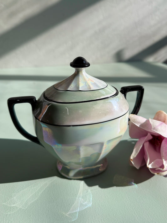 Sucrier en porcelaine style art déco anglais