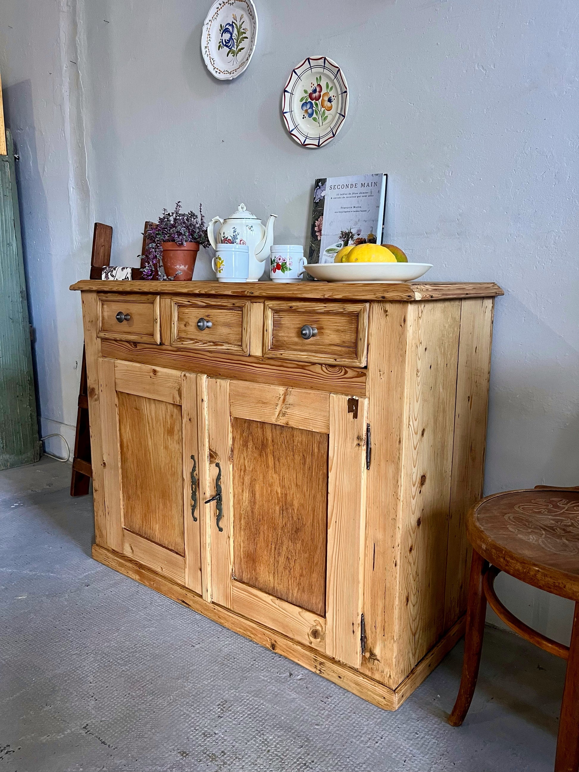 Buffet ancien en sapin 3 tiroirs  Meubles Patine