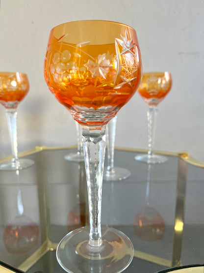 Verres à vin Römer orange en cristal taillé – lot de 5  Vaisselle Patine