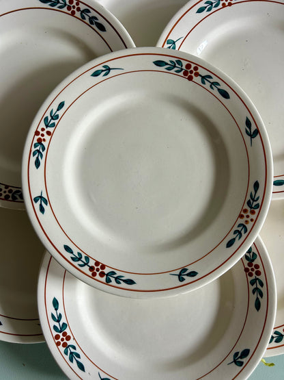 Assiettes à dessert Fécamp - Charbonnier Salins - lot de 9   Patine
