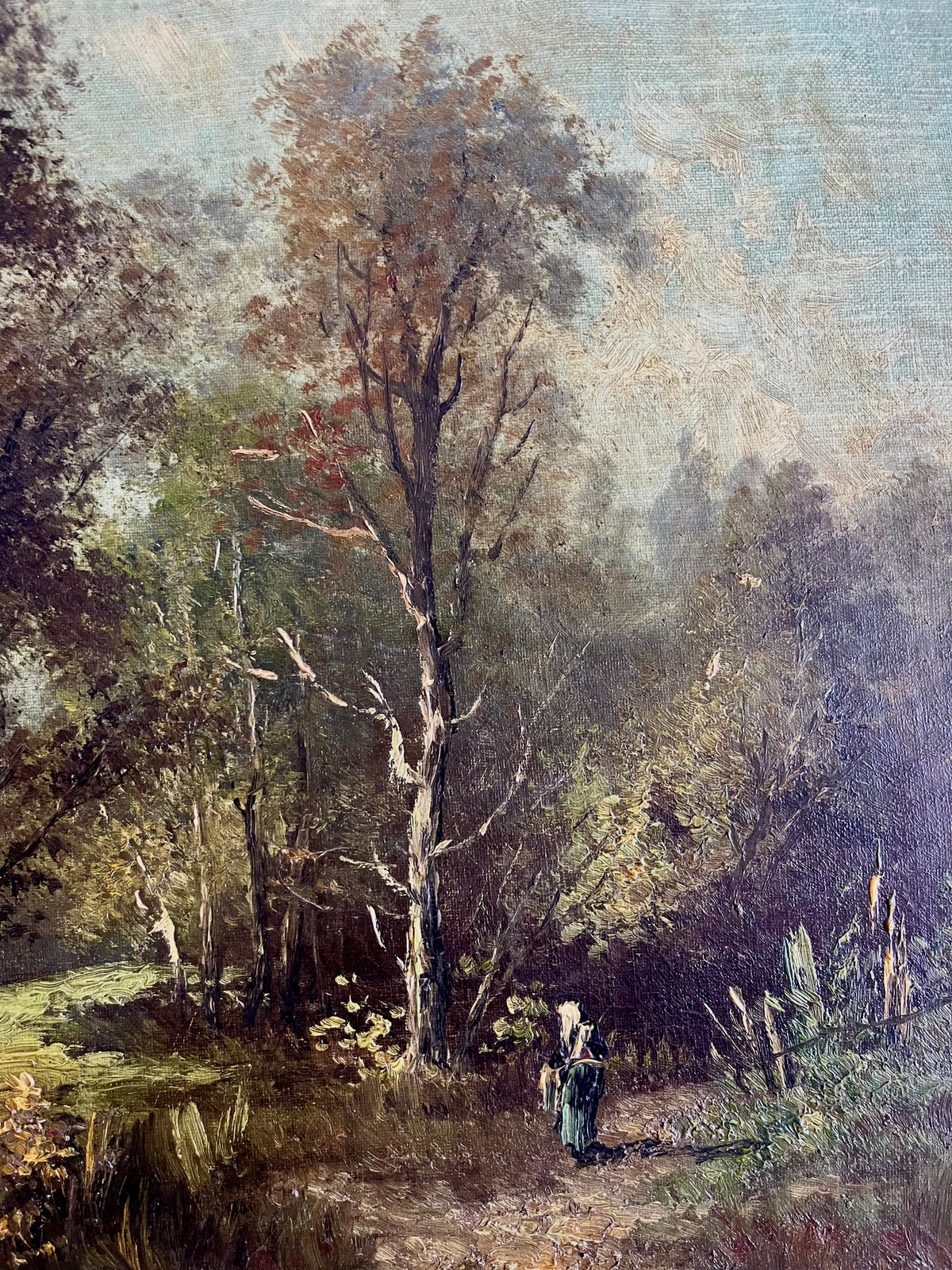 Toile peint à la main paysage   Patine