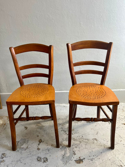 Lot de 2 chaises bistrot ancienne assise étoile