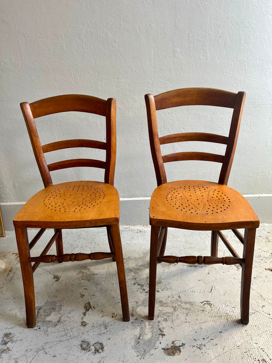 Lot de 2 chaises bistrot ancienne assise étoile