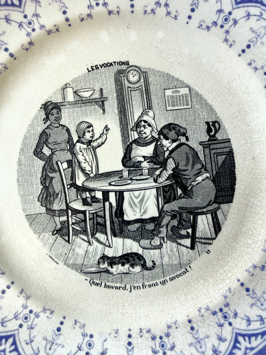 Assiette à dessert décorative Les vocations de Sarreguemines