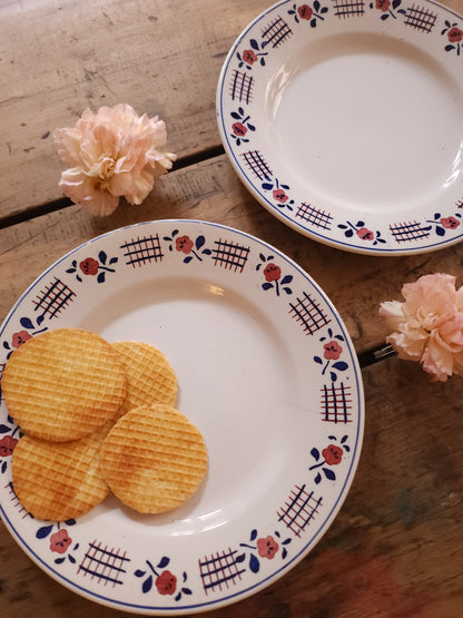 Assiettes plates en céramique Niderviller lot de 2   Patine