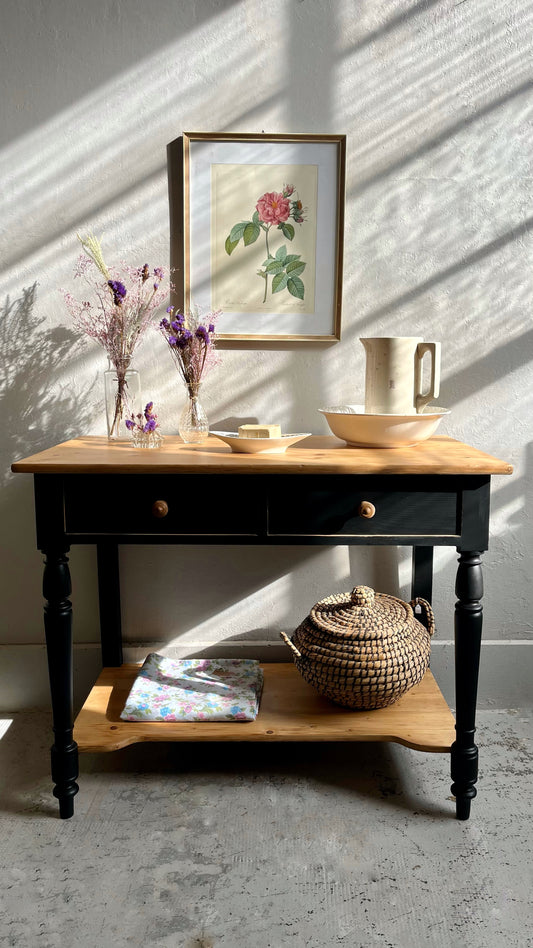 Meuble de toilette ancien bois et noir