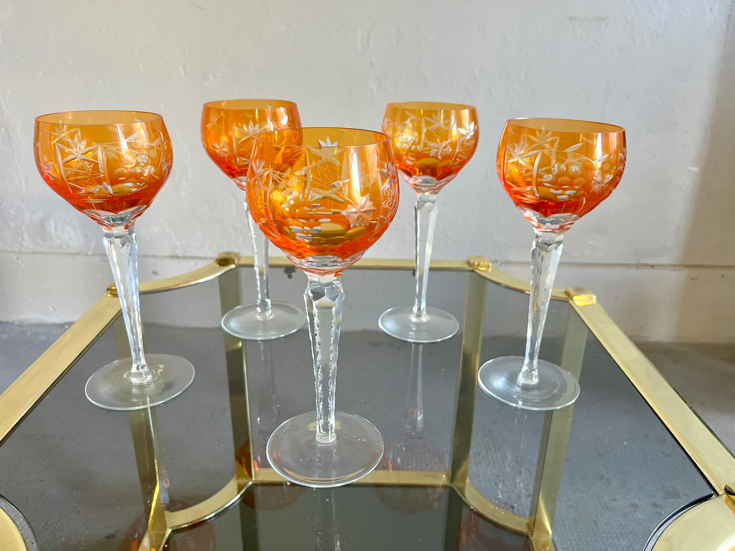 Verres à vin Römer orange en cristal taillé – lot de 5  Vaisselle Patine