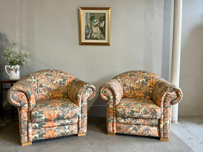 Fauteuil club fleuri - style cottage