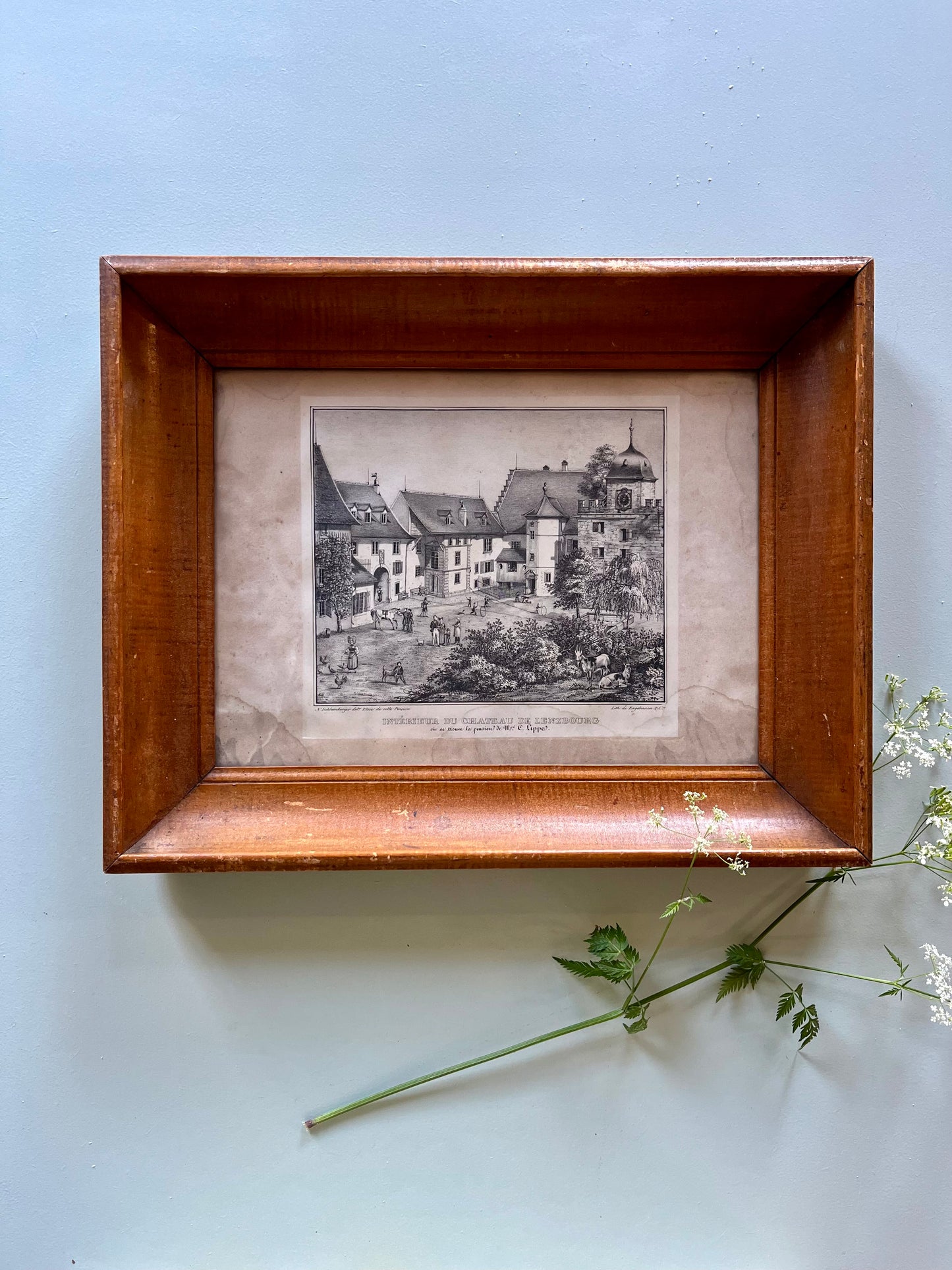 Lithographie numéroté de Elgelmann « intérieur du château de Lenzbourg »