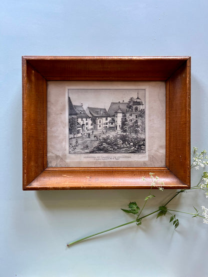 Lithographie numéroté de Elgelmann « intérieur du château de Lenzbourg »