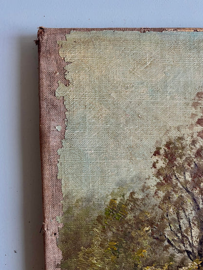 Toile peint à la main paysage   Patine