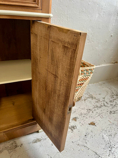 Chevet ancien placage noyer plateau en marbre