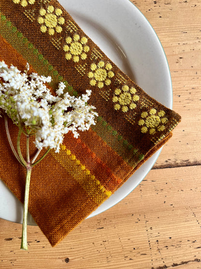 Lot de 9 serviettes jaunes vintage