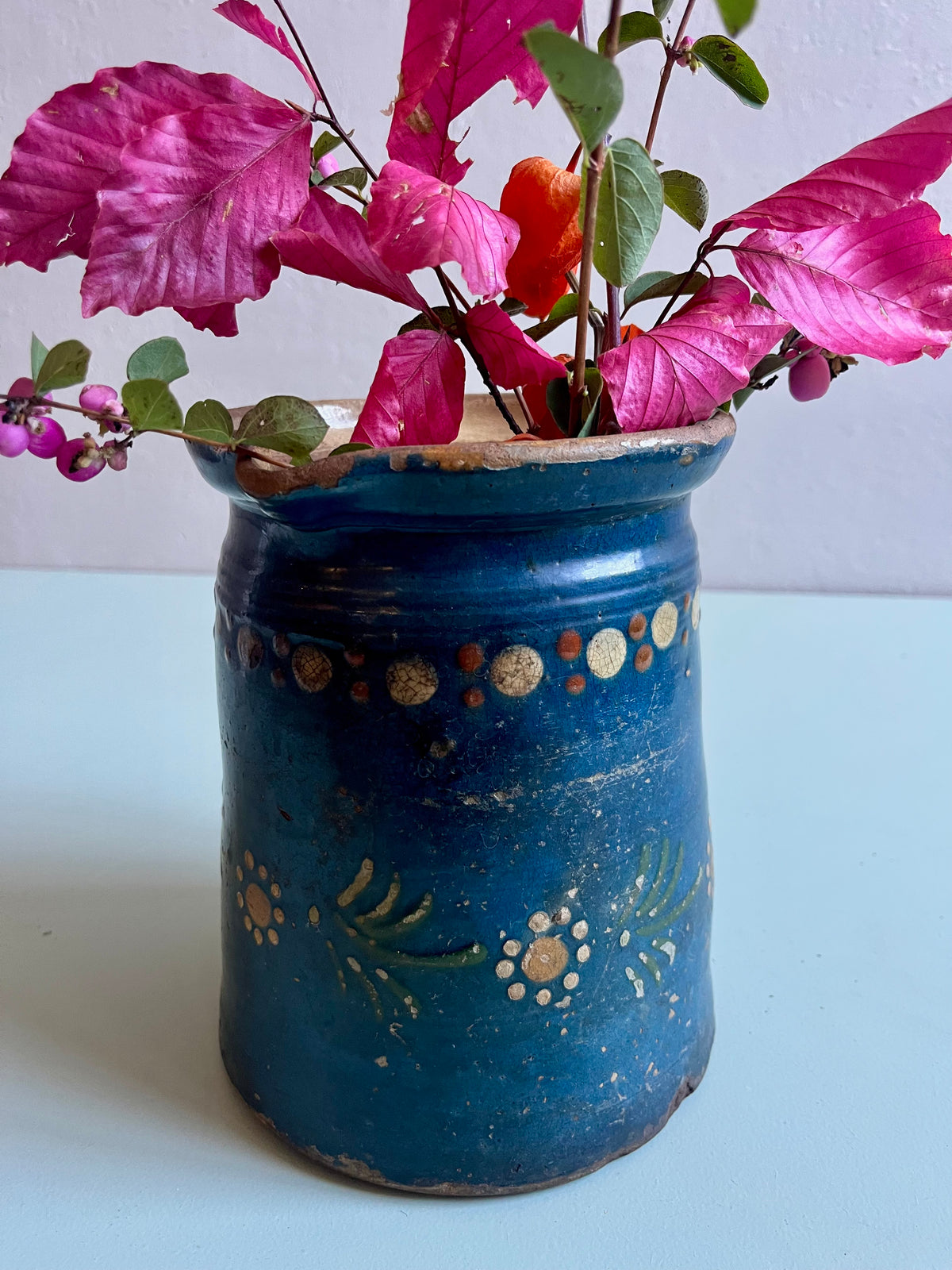 Pichet ancien émaillée bleue  Vaisselle Patine
