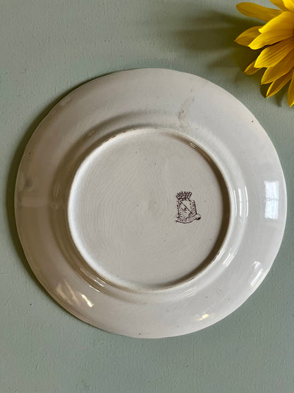 Assiette parlante ancienne – décor floral bleu  Vaisselle Patine