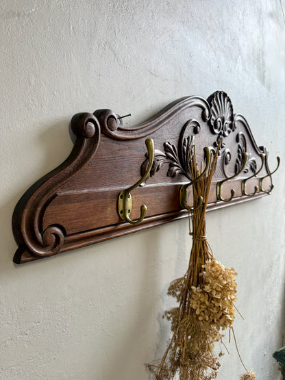 Portemanteau en bois sculpté - 5 crochets