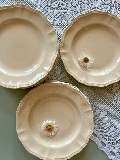 Assiette plates crème Sarreguemines-lot de 6 - Patine