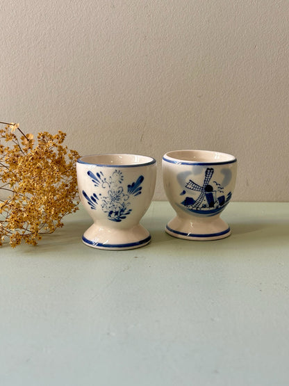 Coquetiers en faïence bleus-lot de 2