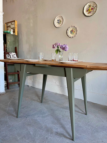 Table pieds compas avec allonges  Meubles Patine