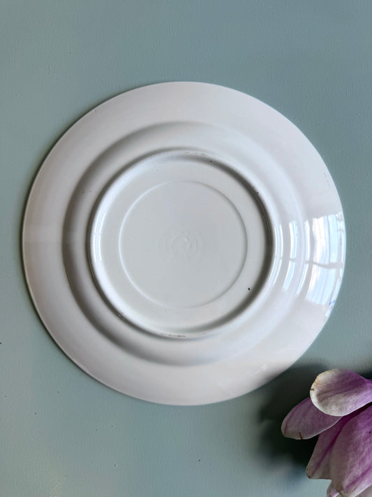 Assiette plate bleue décor paysage