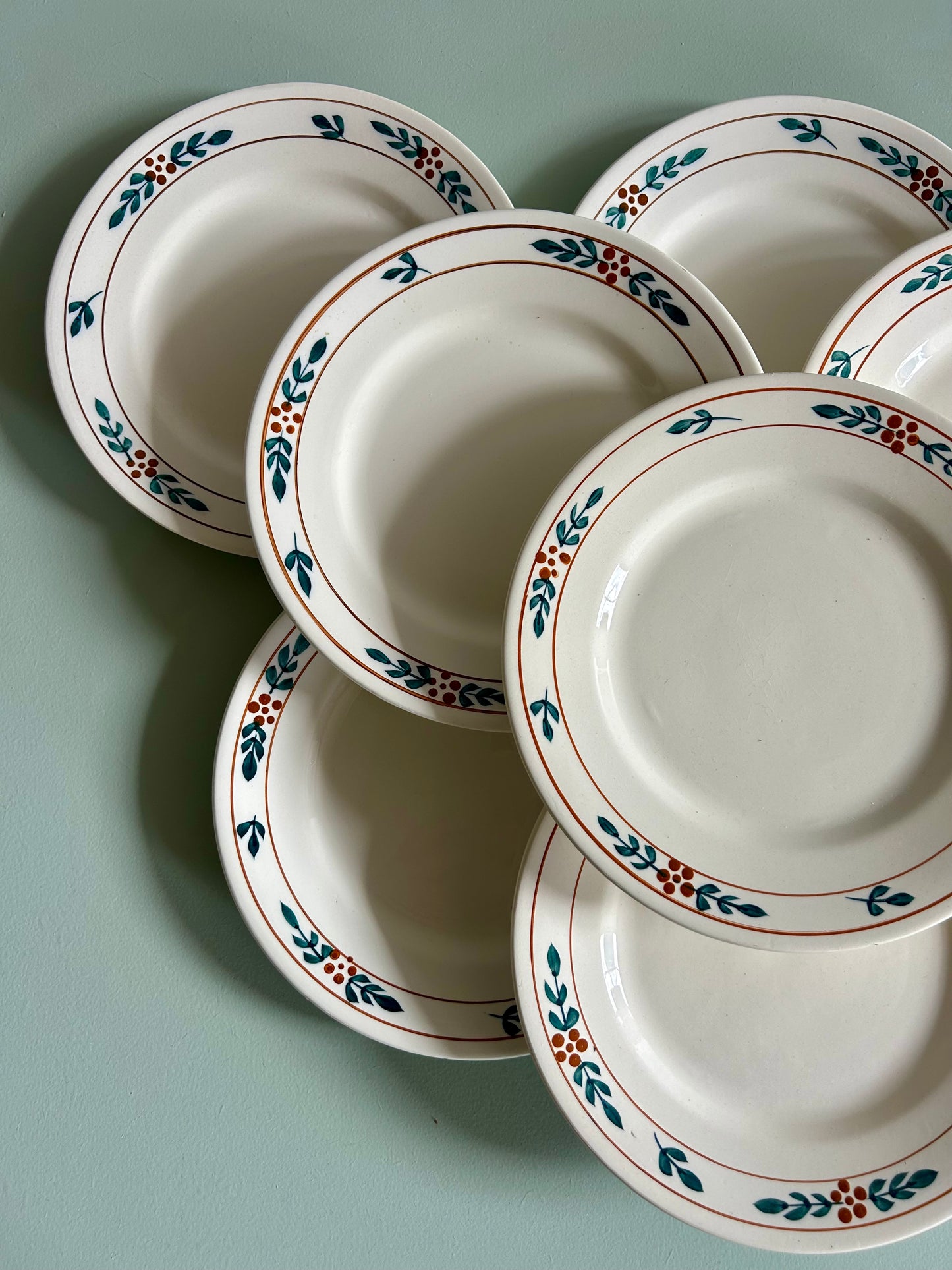 Assiettes à dessert Fécamp - Charbonnier Salins - lot de 9   Patine