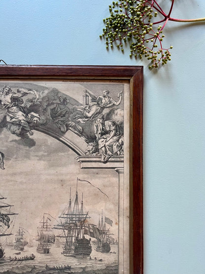 Gravure ancienne « la révolte de la Flotte »  Décoration Patine