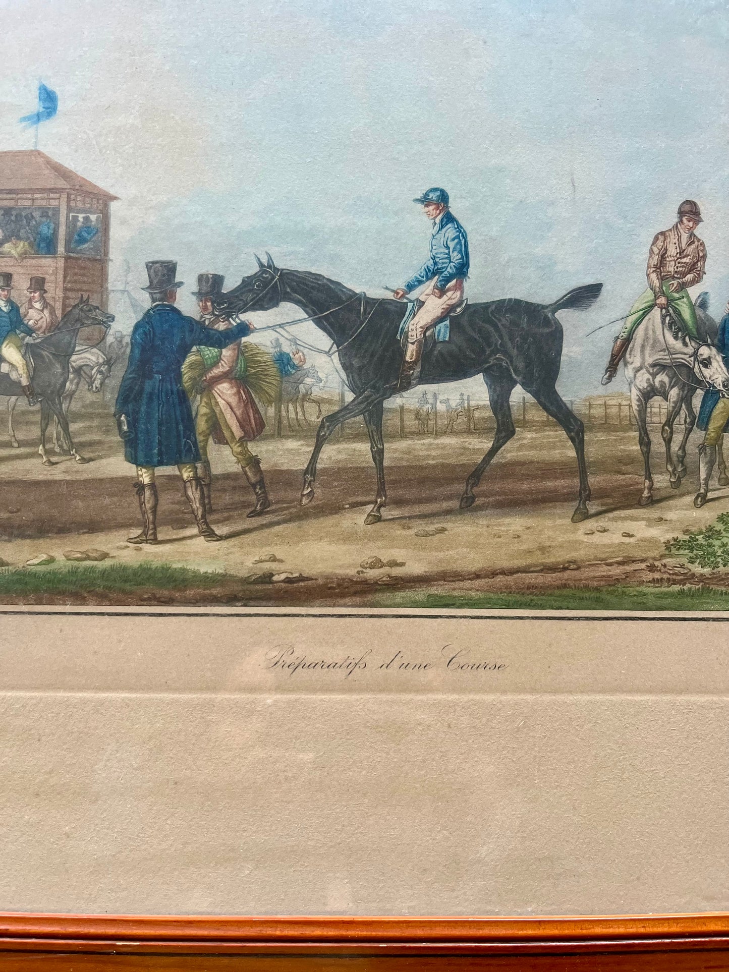 Lithographie en couleur Carle Vernet - Debucourt - « Préparatifs d’une course »
