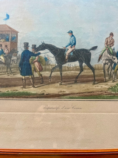 Lithographie en couleur Carle Vernet - Debucourt - « Préparatifs d’une course »