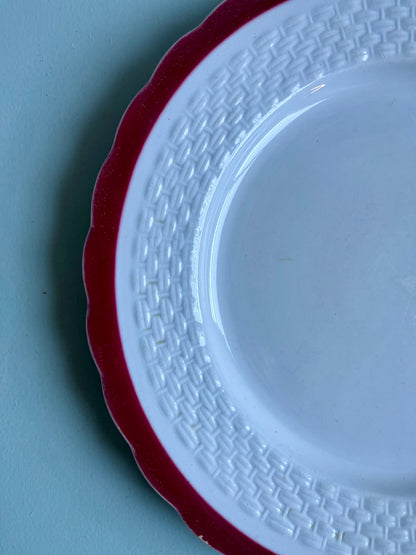 Assiettes en faïence bordure bordeaux-lot de 2