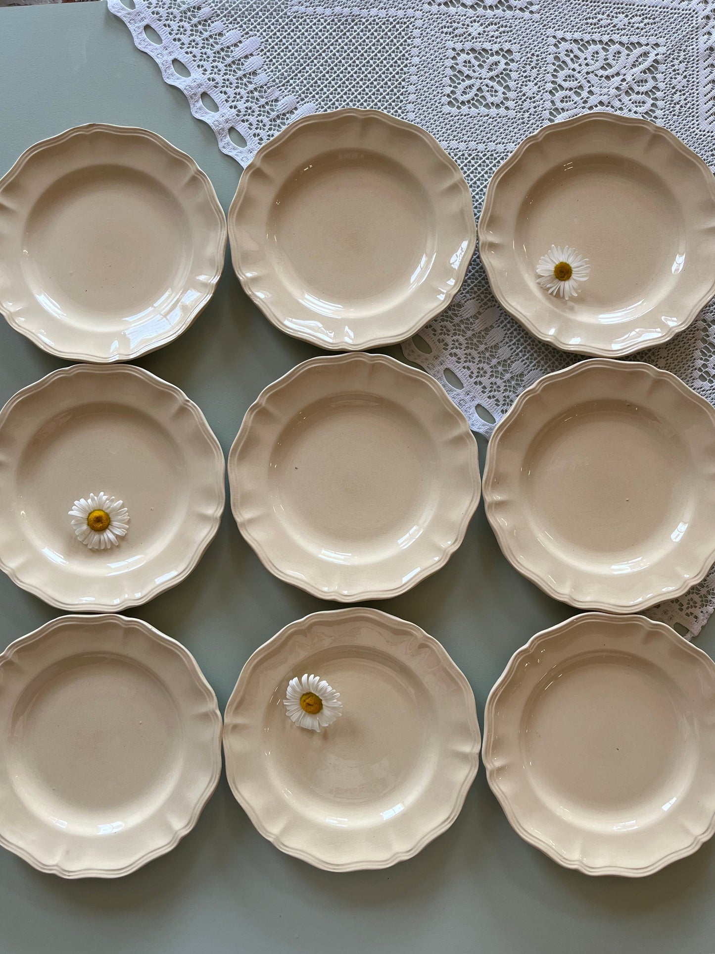 Assiette plates crème Sarreguemines-lot de 6 - Patine