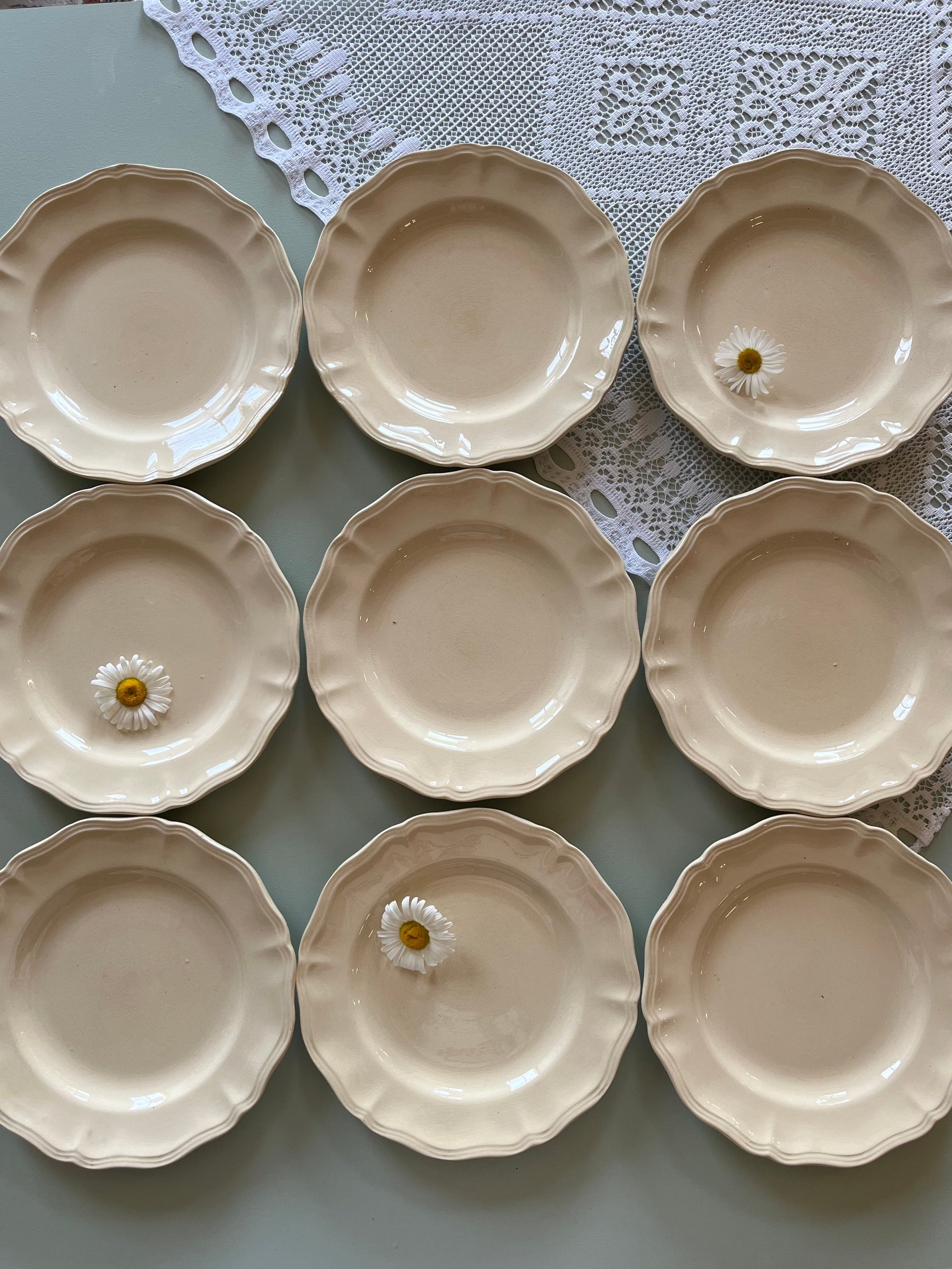 Assiette plates crème Sarreguemines-lot de 6 - Patine