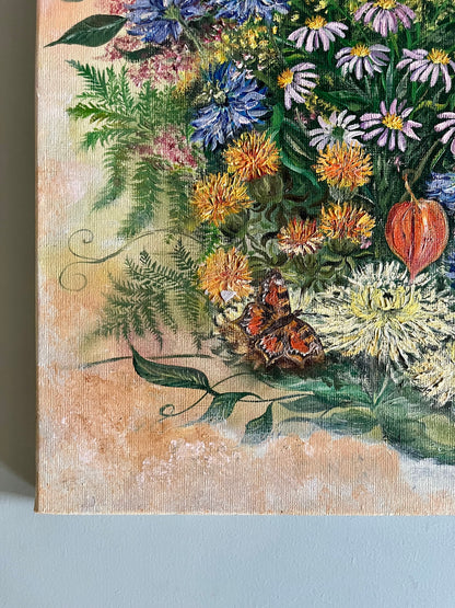 Peinture sur toile florale  Décoration Patine