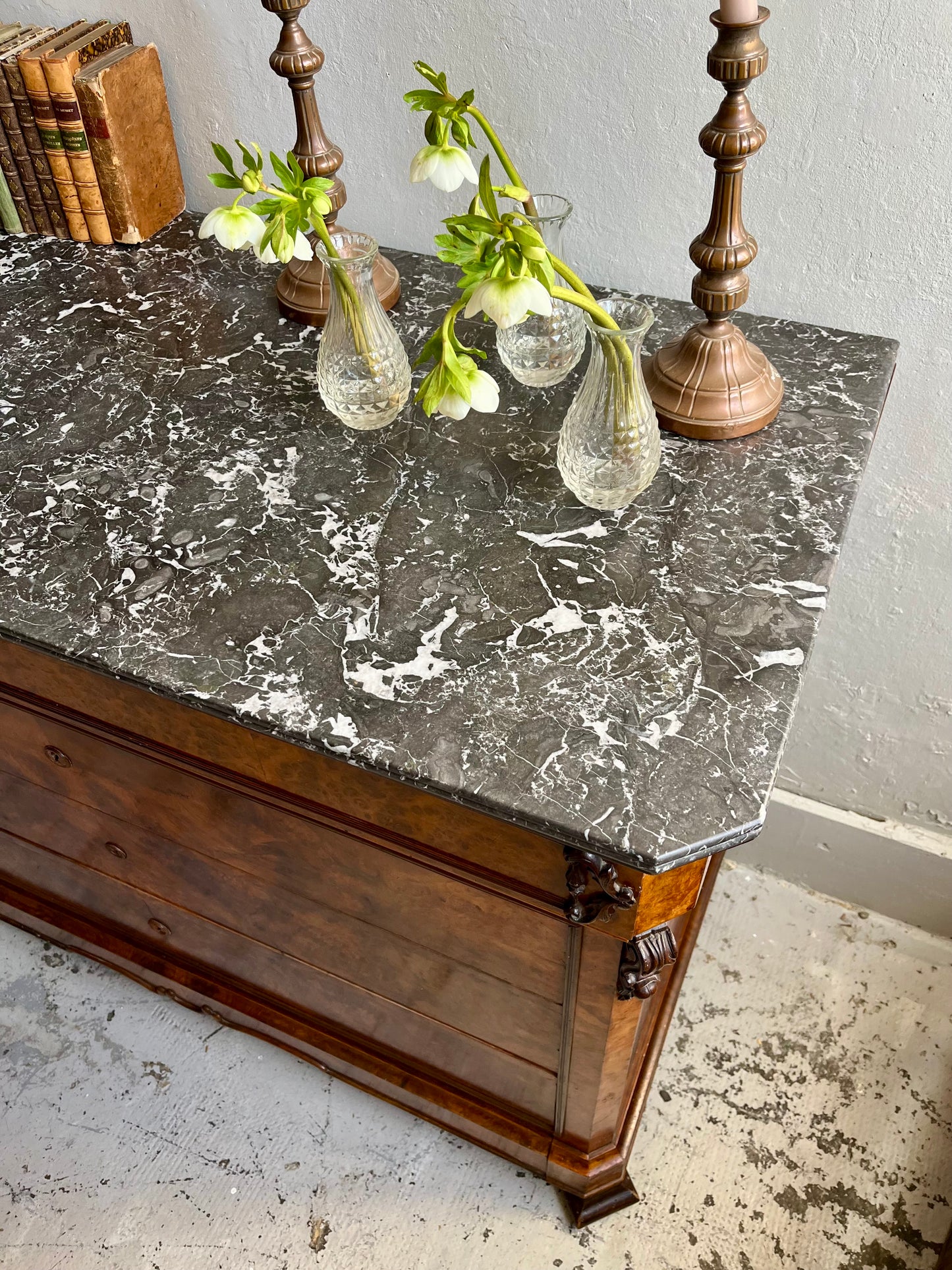 Commode marbre et bois