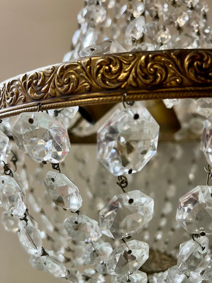 Lustre montgolfière à pampilles vintage