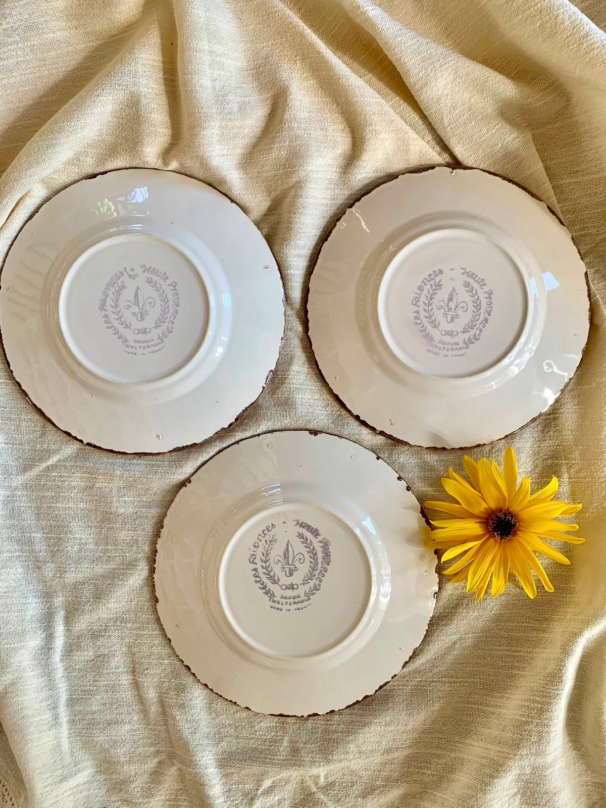 Assiettes botaniques – Faïences de Haute-Provence-lot de 3  Vaisselle Patine