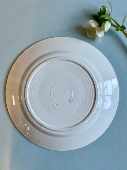 Assiette en faïence vintage motif fleurs bleues-Badonvillier