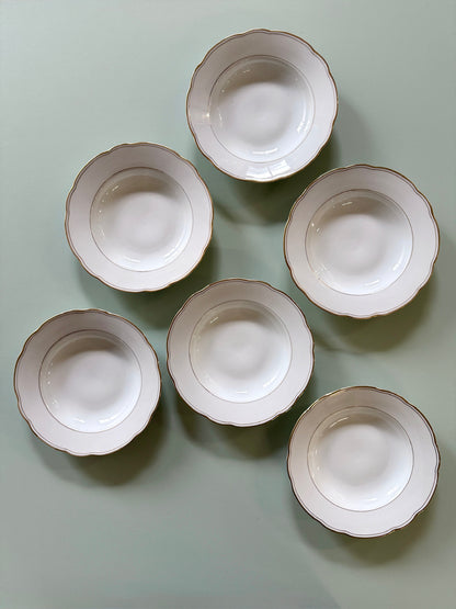 Assiettes creuses en porcelaine liseré doré – Lot de 6