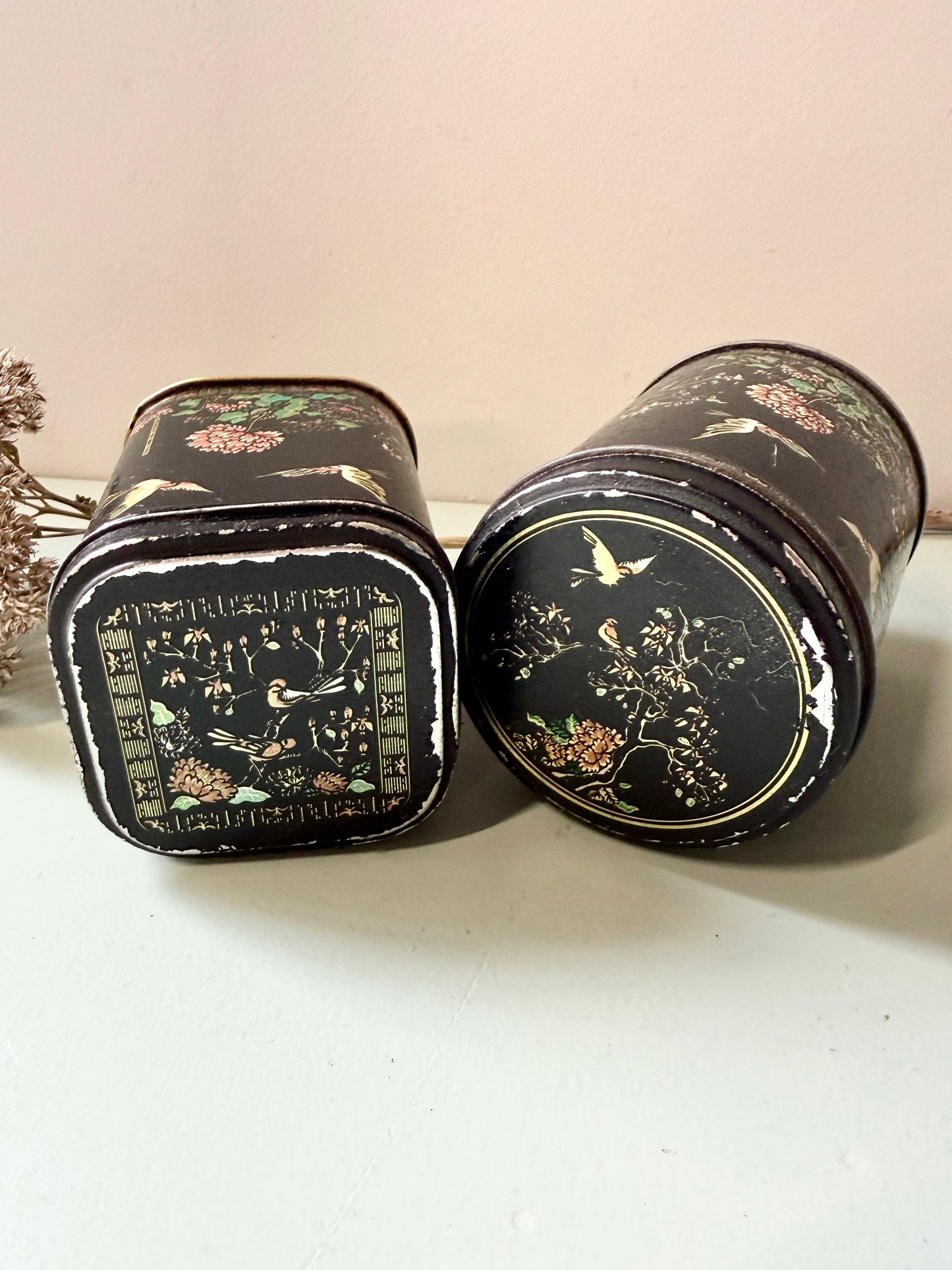 Boîtes métalliques de petites tailles, décor asiatique - lot de 2