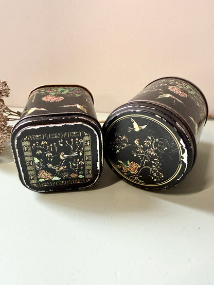 Boîtes métalliques de petites tailles, décor asiatique - lot de 2