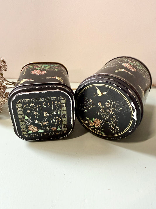 Boîtes métalliques de petites tailles, décor asiatique - lot de 2