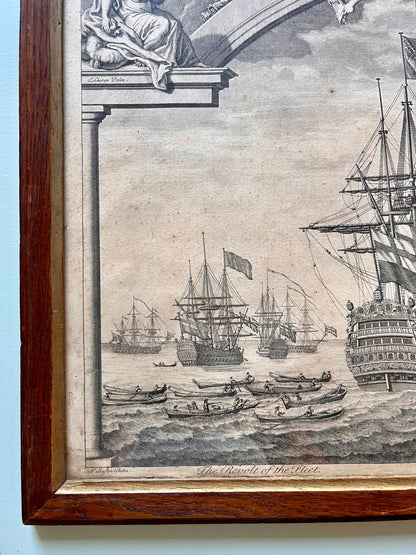 Gravure ancienne « la révolte de la Flotte »  Décoration Patine
