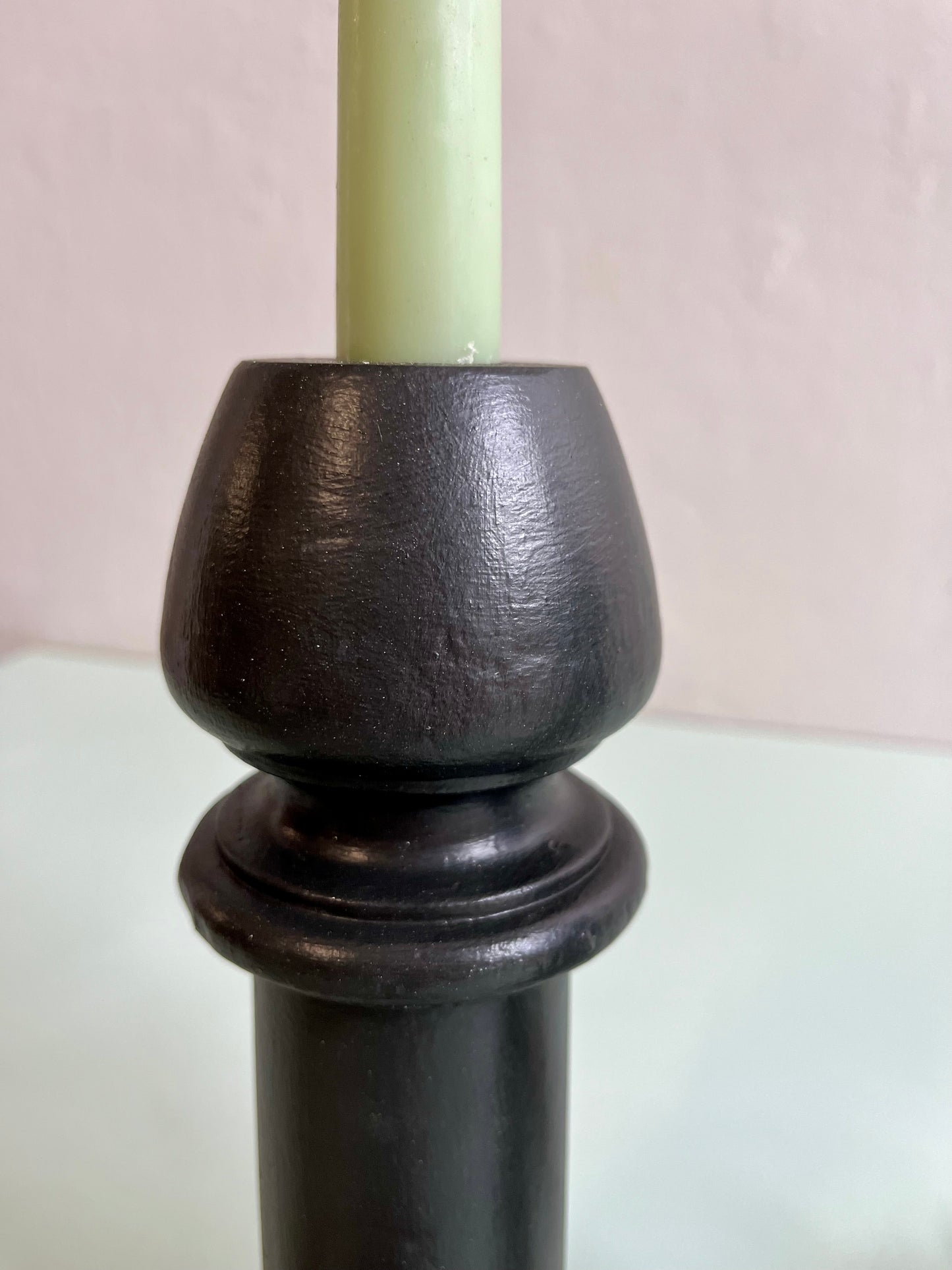 Bougeoir en bois tourné grand modèle