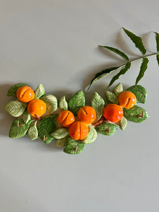 Porte torchons/clés vintage motif abricots Vallauris  Décoration Patine