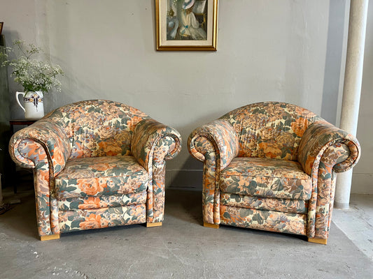 Fauteuil club fleuri - style cottage