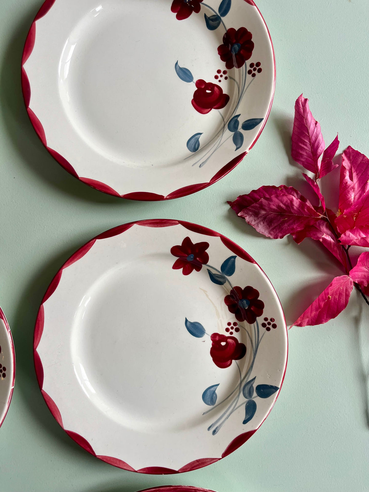 Assiettes anciennes Henri E.C. Salins – Lot de 6  Vaisselle Patine