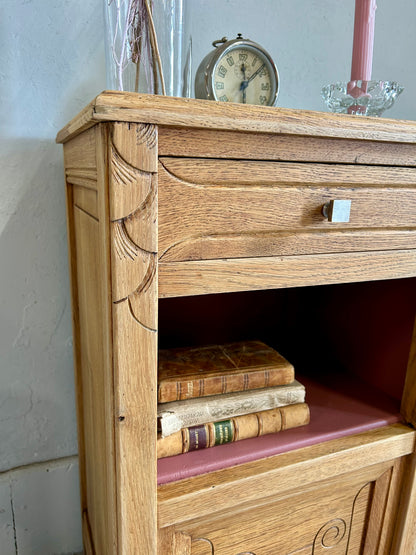 Chevet art déco - plateau marbre - niche rose