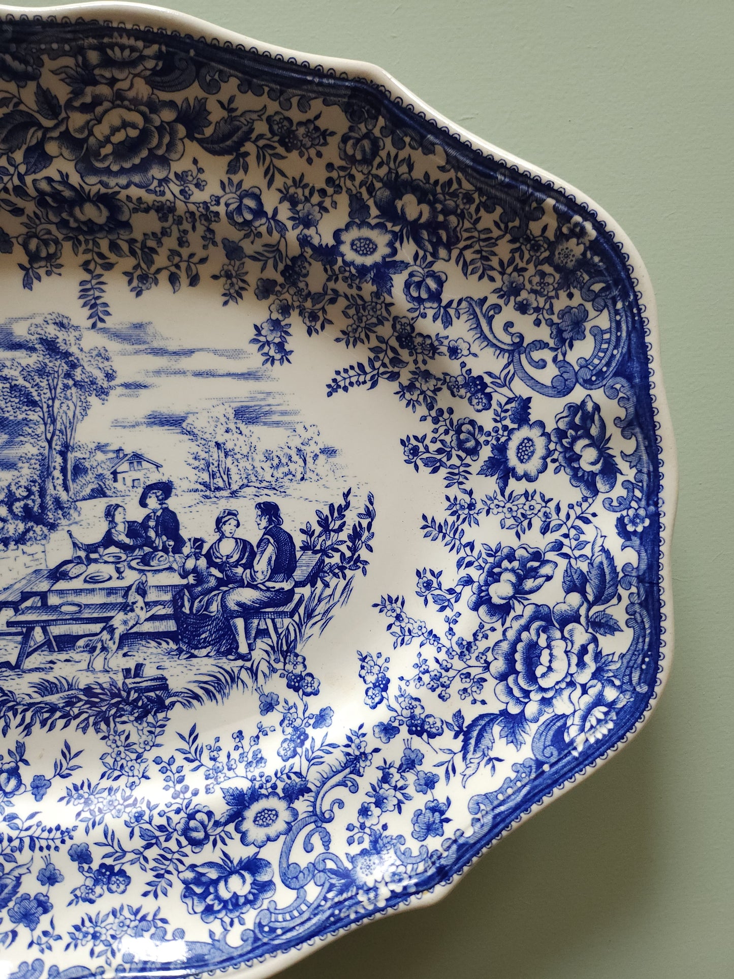 Plat ovale Lunéville style anglais   Patine